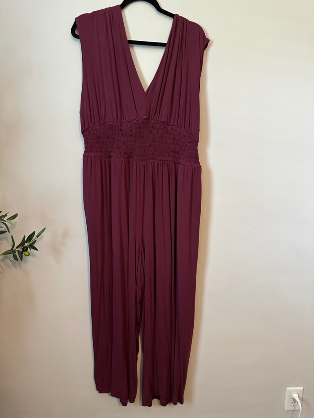 Old Navy Deep Plum V-Neck Sleeveless Jumpsuit